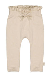 thumbnail: Beige meisjes LEVV Newborn baby regular fit broek van stretchkatoen met elastische tailleband met koord en bloemenprint