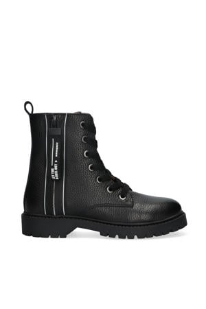 leren veterboots zwart