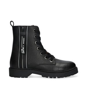 leren veterboots zwart