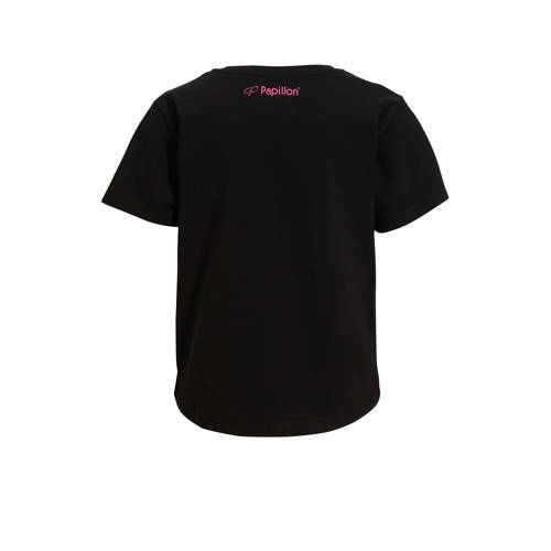 Papillon sportshirt zwart multi Sport t-shirt Meisjes Katoen Ronde hals 116