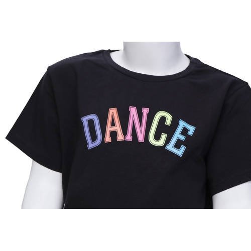 Papillon sportshirt zwart multi Sport t-shirt Meisjes Katoen Ronde hals 116