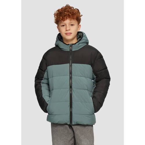 s.Oliver gewatteerde tussenjas grijs/zwart Jongens Polyester Capuchon Meerkleurig