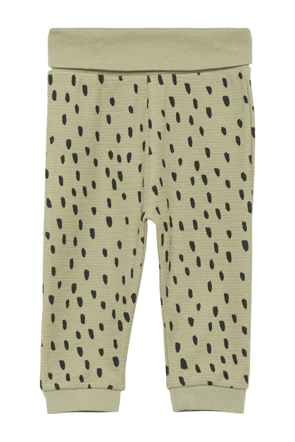 Kakikleurige jongens s.Oliver baby broek van katoen met elastische tailleband en stippenprint