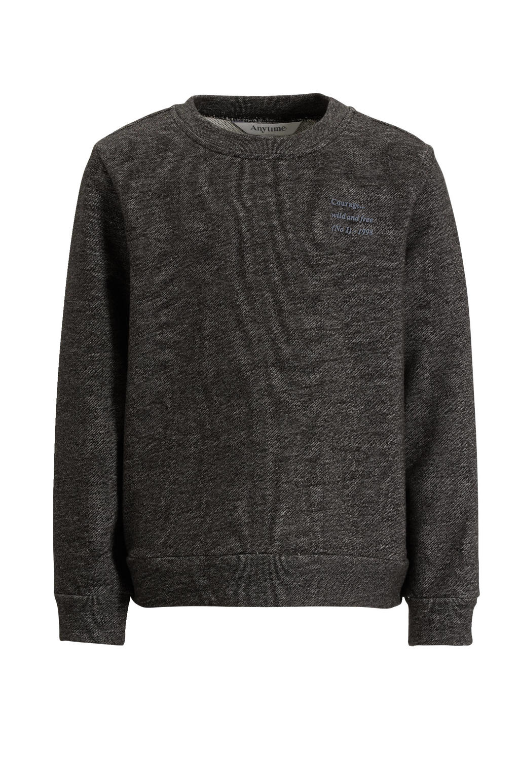 Zwarte jongens anytime sweater look van katoen met printopdruk, lange mouwen en ronde hals