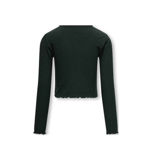 Only KIDS GIRL longsleeve donkergroen Meisjes Polyester Ronde hals Effen 122 128