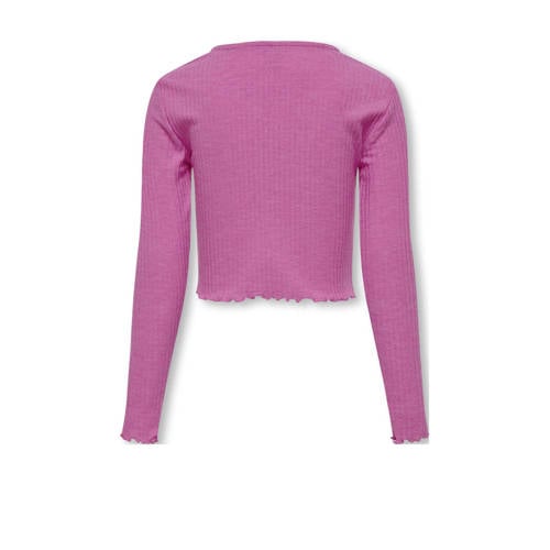 Only KIDS GIRL longsleeve roze Meisjes Polyester Ronde hals Effen 110 116