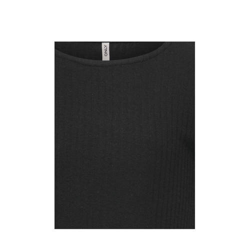 Only KIDS GIRL longsleeve zwart Meisjes Polyester Ronde hals Effen 134 140