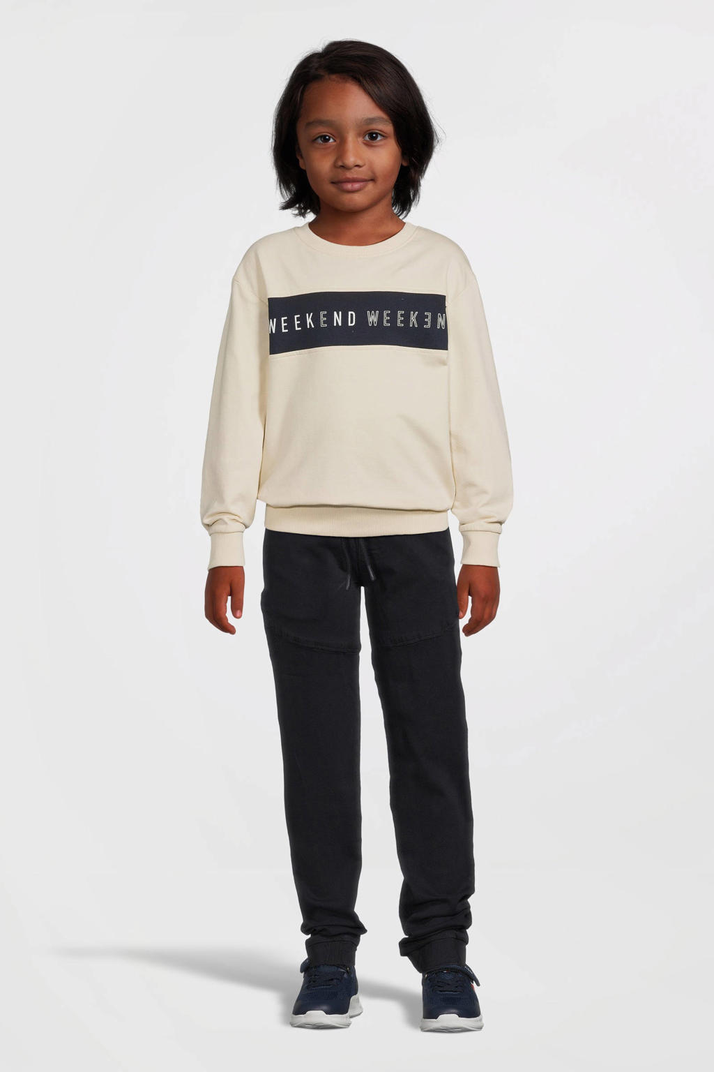 NAME IT KIDS sweater NKMVANCE met printopdruk lichtzand