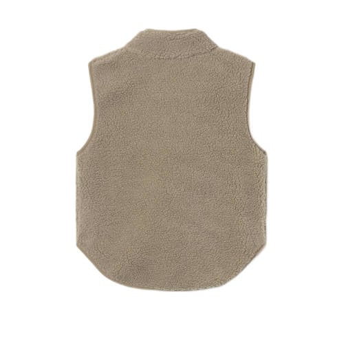 name it KIDS gilet NKMNODERNE zand Beige Jongens Teddy Ronde hals Effen 134 140