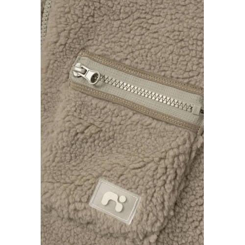 name it KIDS gilet NKMNODERNE zand Beige Jongens Teddy Ronde hals Effen 134 140