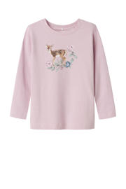 thumbnail: Roze meisjes NAME IT MINI longsleeve van stretchkatoen met printopdruk, lange mouwen en ronde hals