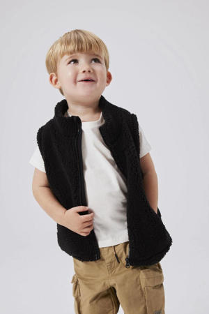 teddy bodywarmer NMNLOFEN zwart