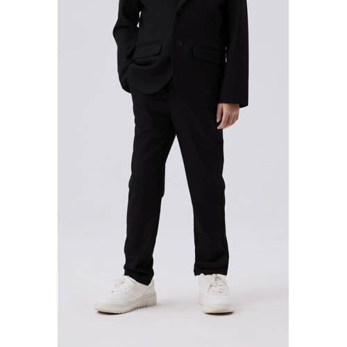 name it KIDS tapered fit broek NKMRIRAMEL zwart Jongens Polyester Effen 152