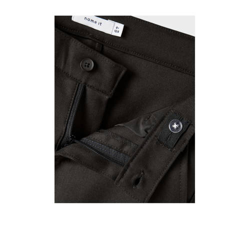 name it KIDS tapered fit broek NKMRIRAMEL zwart Jongens Polyester Effen 152