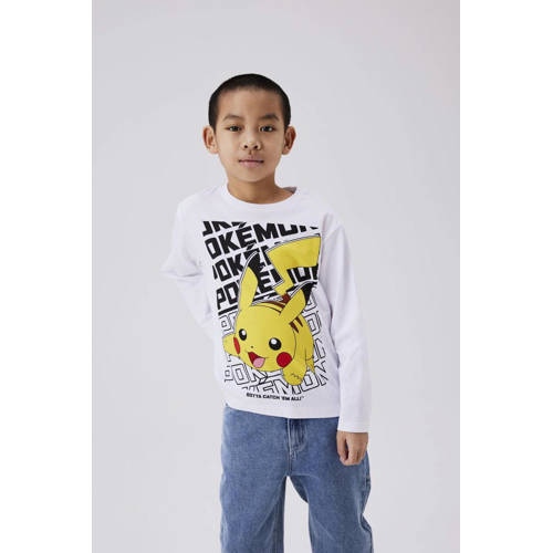 NAME IT KIDS Pokemon longsleeve met printopdruk wit Jongens Katoen Ronde hals - maat 134/140 afbeelding