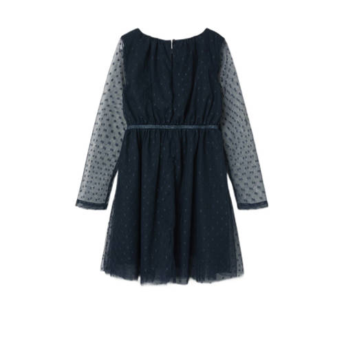 name it KIDS semi-transparante jurk zwart Meisjes Polyester Ronde hals 164