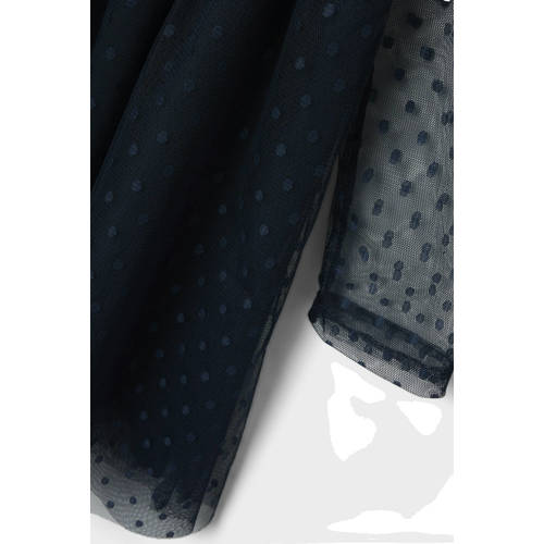 name it KIDS semi-transparante jurk zwart Meisjes Polyester Ronde hals 164