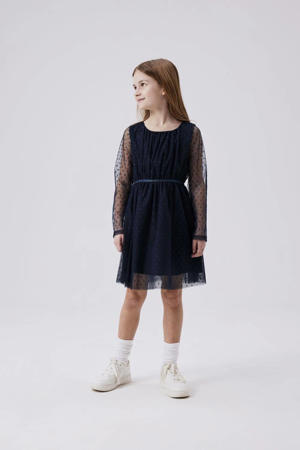 semi-transparante jurk donkerblauw
