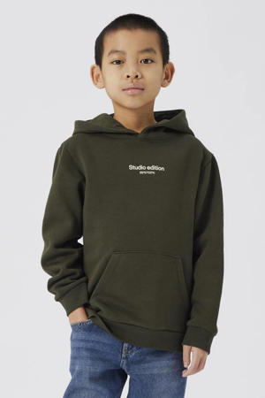hoodie met tekst donkergroen