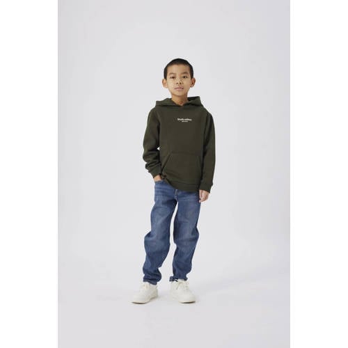 name it KIDS hoodie met tekst groen Sweater Tekst 158 164