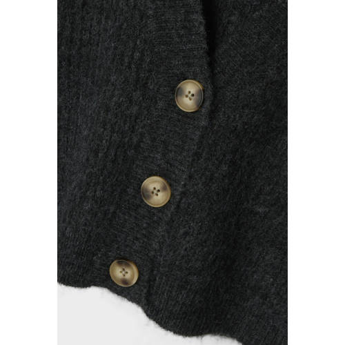 name it KIDS gemêleerd vest NKFHOLLY donkergrijs Meisjes Polyester V-hals 146 152