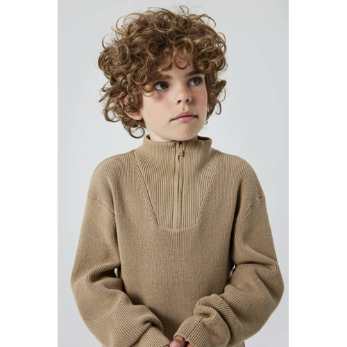 name it KIDS gebreide trui beige Jongens Katoen Opstaande kraag Effen 158 164