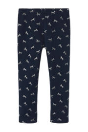 thumbnail: Donkerblauw en witte meisjes NAME IT MINI fleece legging met regular fit, elastische tailleband en effen