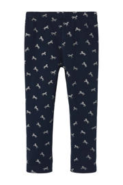 thumbnail: Donkerblauw en witte meisjes NAME IT MINI fleece legging met elastische tailleband