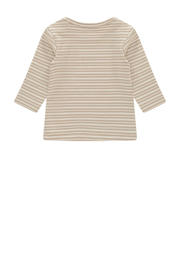 thumbnail: Beige en ecru jongens en meisjes Babyface baby gestreepte longsleeve van stretchkatoen met lange mouwen en ronde hals