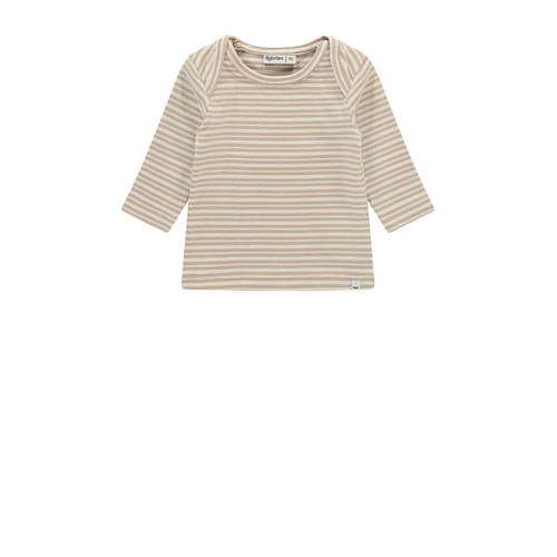 Babyface baby gestreepte longsleeve beige/ecru Jongens/Meisjes Stretchkatoen Ronde hals
