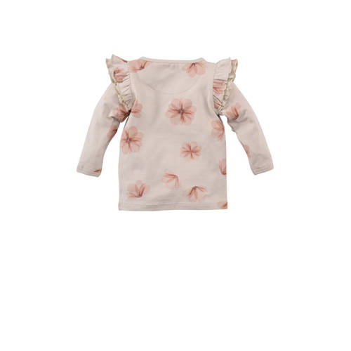 Z8 longsleeve Brisa met bloemen ecru roze Meisjes Katoen Ronde hals Bloemen 50