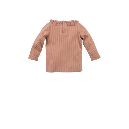 Z8 longsleeve Annelijn met ruches roze Meisjes Katoen Ronde hals Effen 50