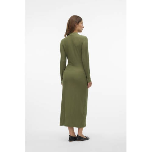 Mamalicious ribgebreide zwangerschapsjurk MLTRINITY Groen Dames Viscose Opstaande kraag M