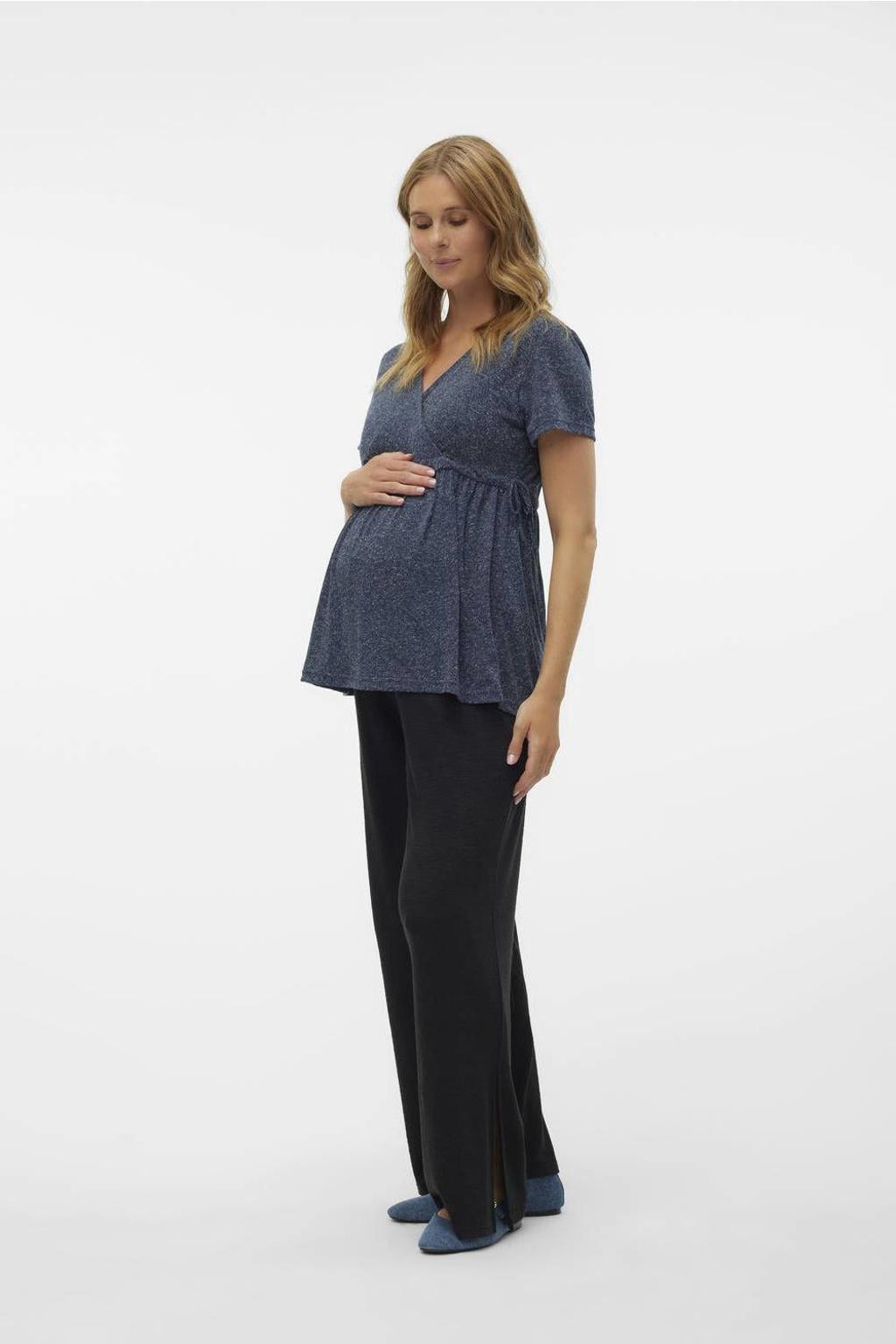 MAMALICIOUS wide leg zwangerschapspantalon MLFREDERIKKE zwart