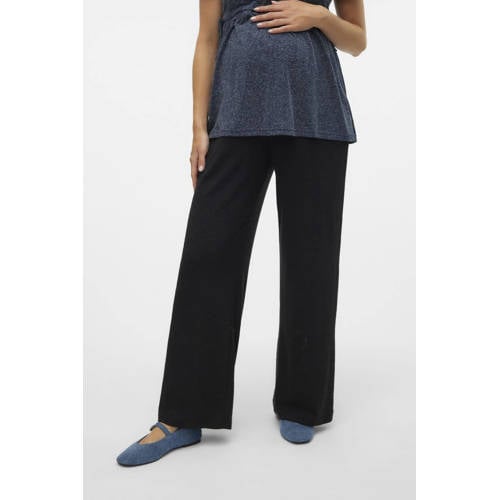 MAMALICIOUS wide leg zwangerschapspantalon MLFREDERIKKE zwart Broek Dames Polyester - maat M afbeelding