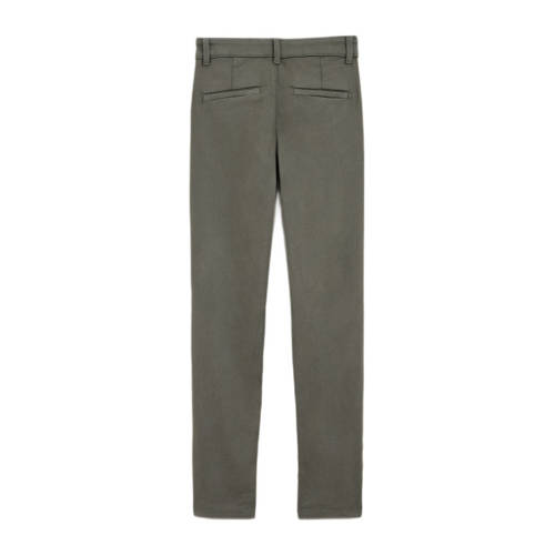 WE Fashion slim fit broek Groen Jongens Katoen Effen 122