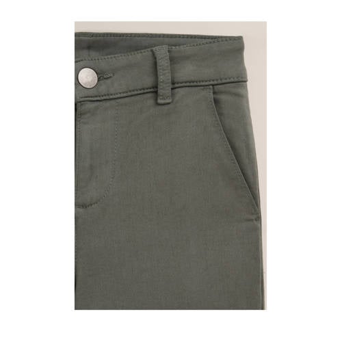 WE Fashion slim fit broek Groen Jongens Katoen Effen 122