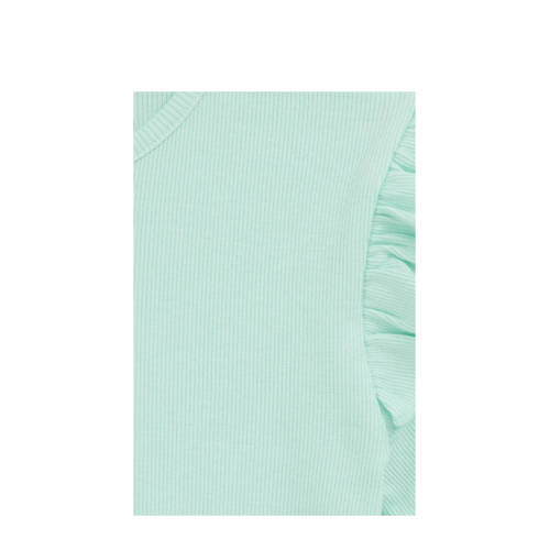 WE Fashion T-shirt Groen Meisjes Stretchkatoen Ronde hals Effen 92