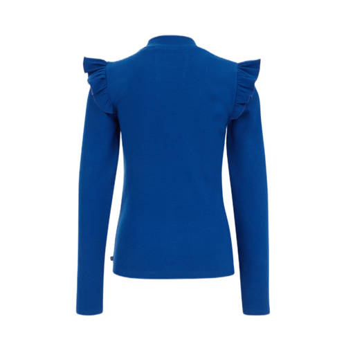 WE Fashion longsleeve Blauw Meisjes Stretchkatoen Ronde hals Effen 146 152