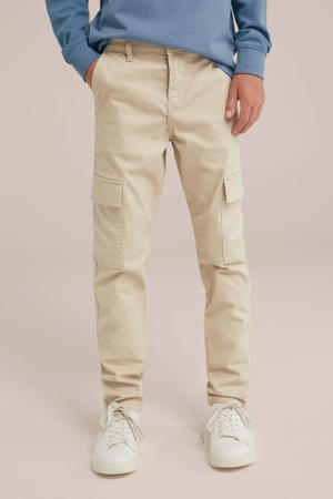 slim fit cargobroek beige