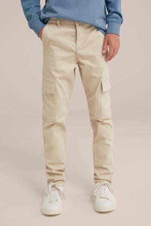 slim fit cargobroek beige