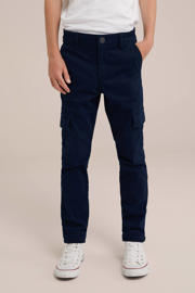 thumbnail:  jongens WE Fashion Blue Ridge slim fit cargobroek van stretchkatoen met effen