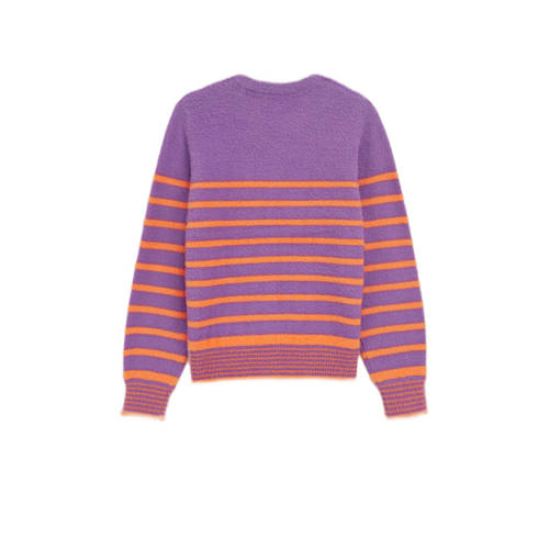 WE Fashion gebreide trui paars Meisjes Acryl Ronde hals Streep 146 152
