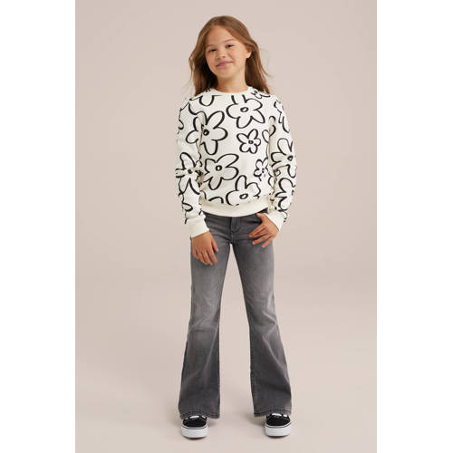 WE Fashion sweater wit Trui Meisjes Katoen Ronde hals Bloemen 158 164