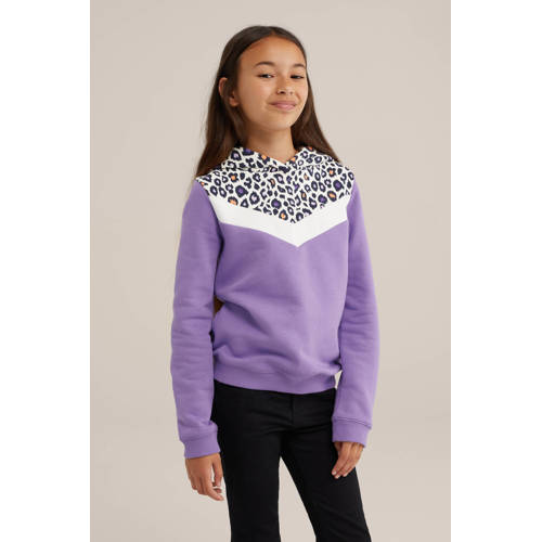 WE Fashion hoodie paars Trui Meisjes Sweat Capuchon Meerkleurig 122 128