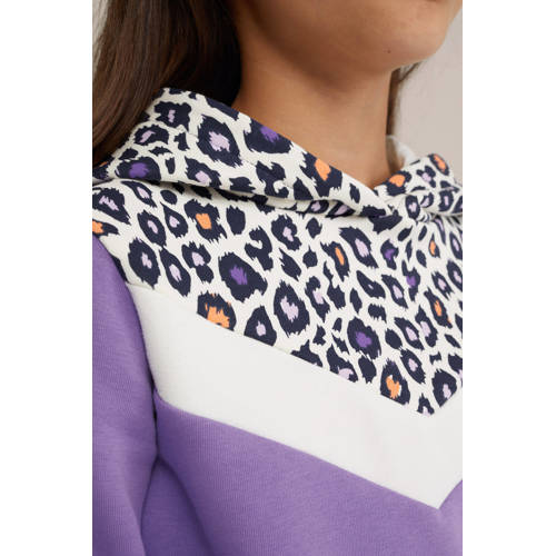 WE Fashion hoodie paars Trui Meisjes Sweat Capuchon Meerkleurig 122 128