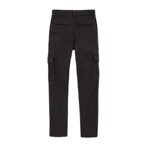 WE Fashion slim fit cargobroek Blauw Jongens Stretchkatoen Ruit 98