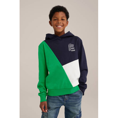 WE Fashion hoodie groen Trui Jongens Sweat Capuchon Meerkleurig 158 164