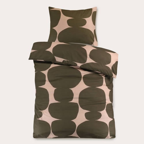 NOUS Kids katoenen dekbedovertrek 1-persoons (140x200 cm) Bruin Stip