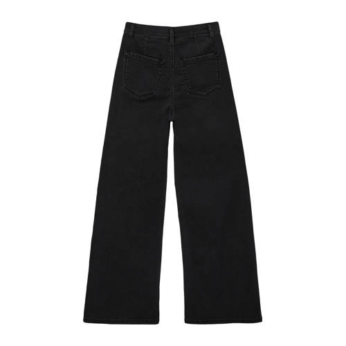 s.Oliver high waist wide leg jeans antraciet Zwart Meisjes Stretchdenim 152
